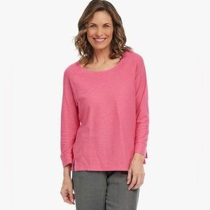 Cut Loose 3/4 Sleeve Cotton Linen Blend Tee Pink Size Small